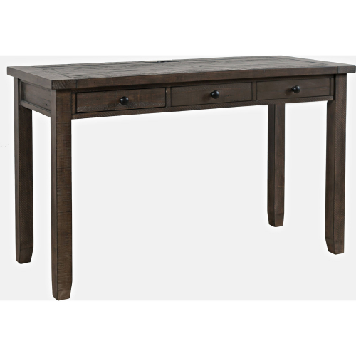 Madison County Desk w/ USB Charging in Distressed Barnwood Brown